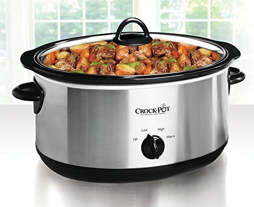 Crock-Pot 7 Quart Oval Manual Slow Cooker – Stainless Steel (S2JWW)